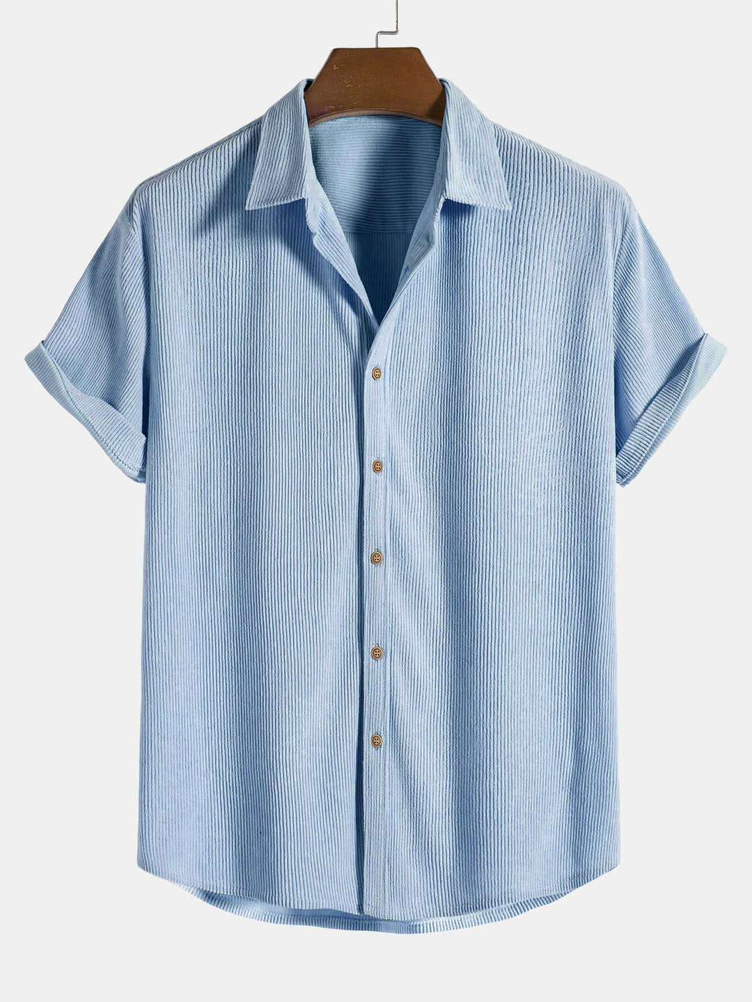 Korte Mouwen Corduroy Overhemd met Knopen & Shorts