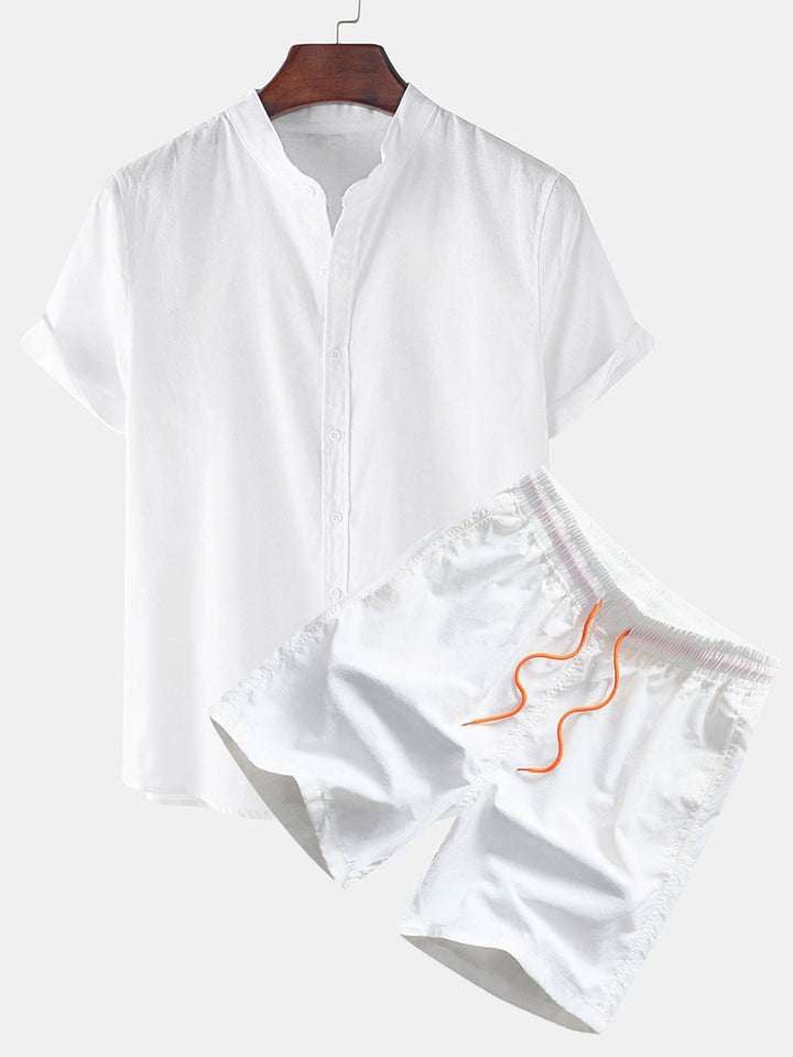 Linnen Look Korte Mouwen Basis T-shirts & Zwemshorts