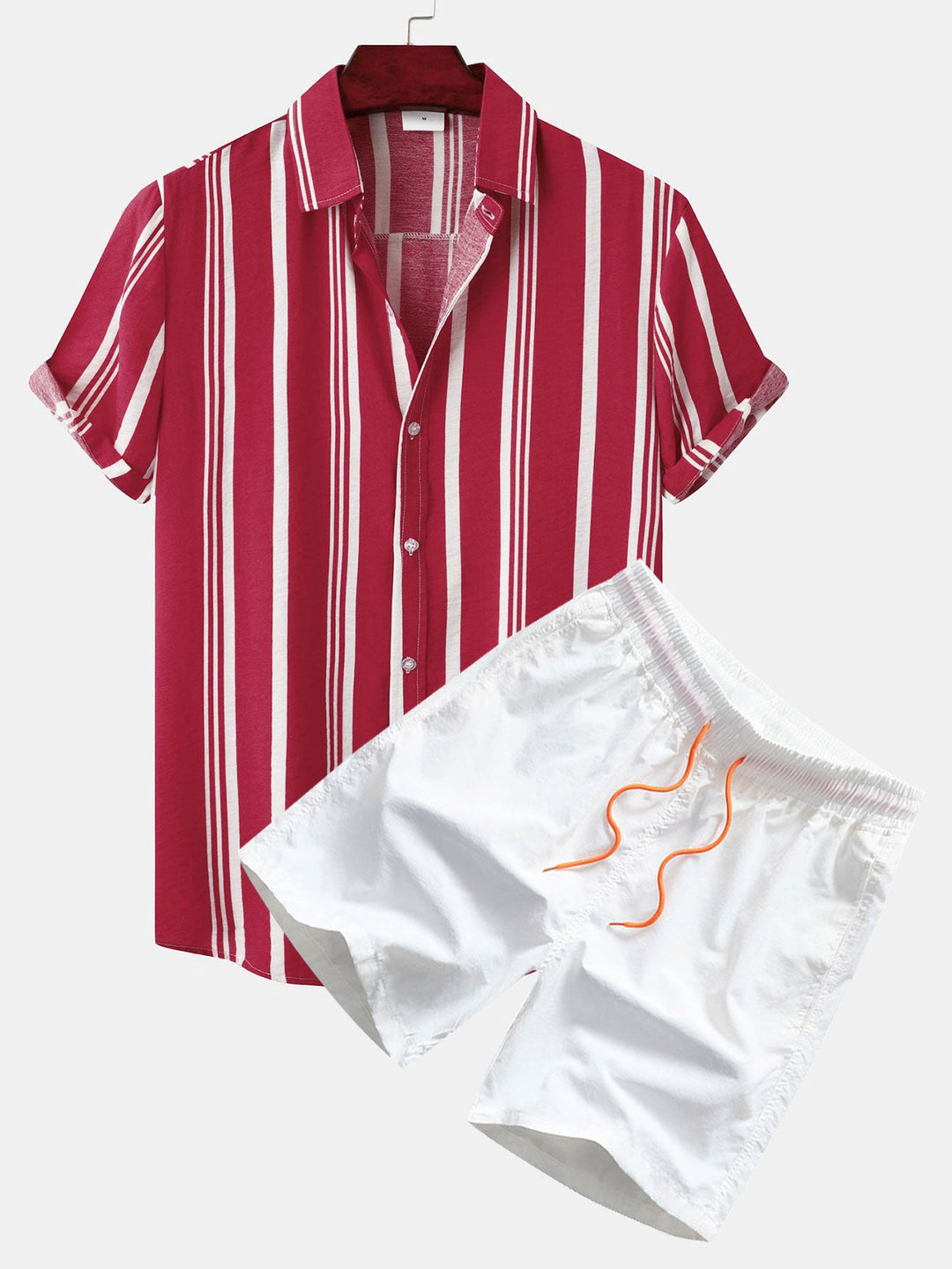 Gestreepte Print Knop-Up Shirt & Zwemshorts