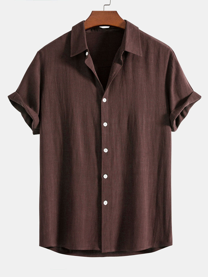 Linnen Rayon Mix Knopsluiting Shirt & Linnen Katoen Mix Touwsluiting Shorts