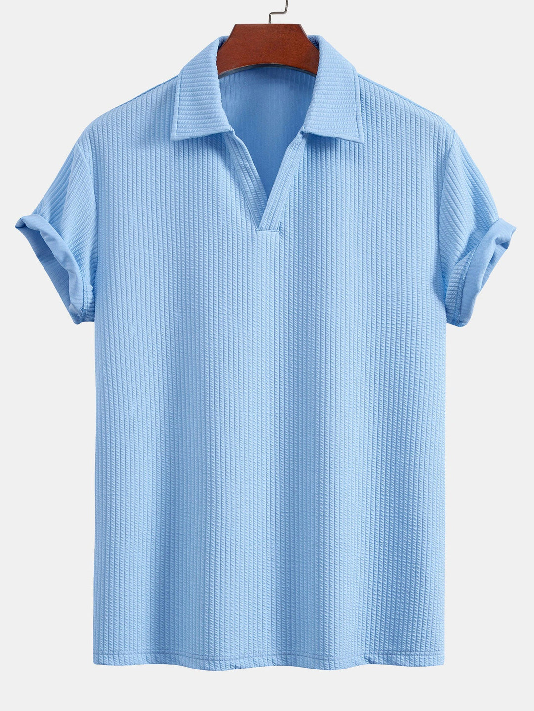 Korte Mouwen V-Hals Ribbel Polo & Rechte Ribbel Broek