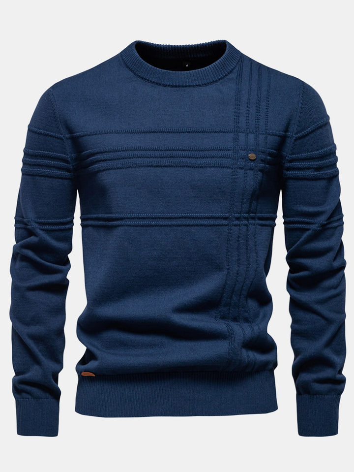 Gestreepte jacquard trui met ronde hals