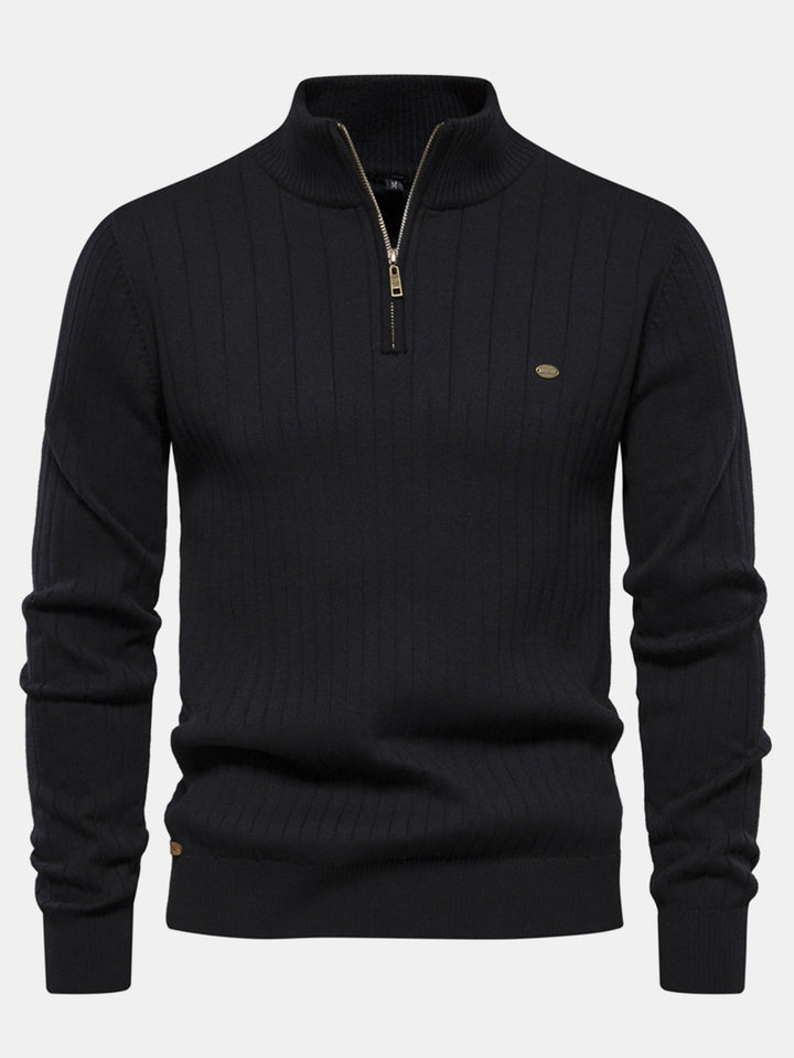 Stripe trui met kwartrits