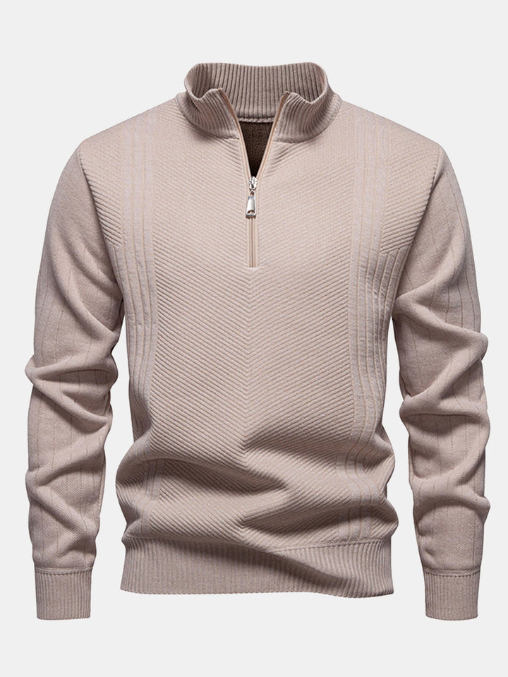Stripe trui met kwart rits