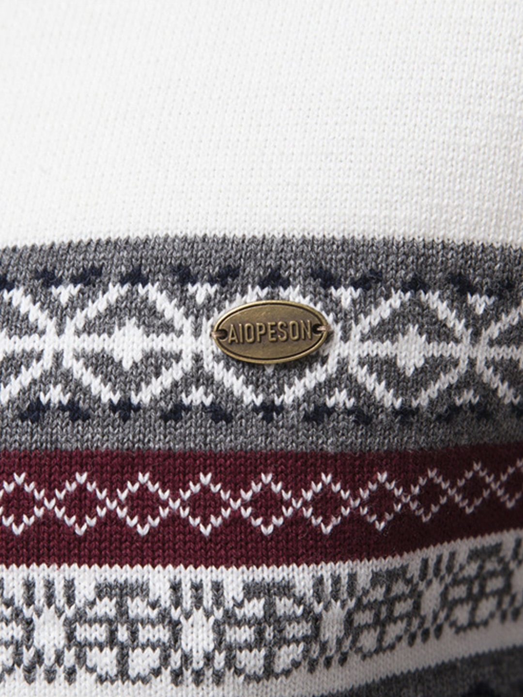 Contrast geometrische jacquard trui met kwartrits