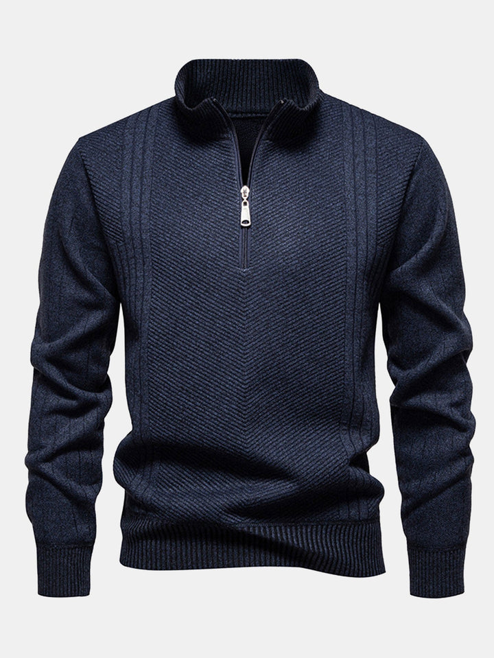 Stripe trui met kwart rits