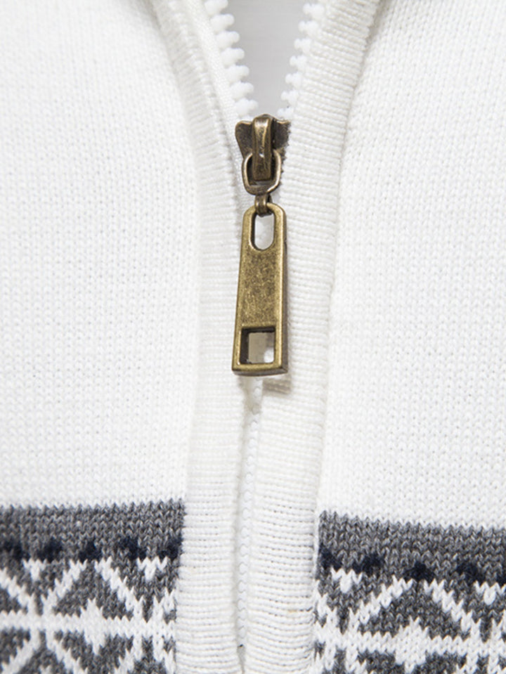 Contrast geometrische jacquard trui met kwartrits