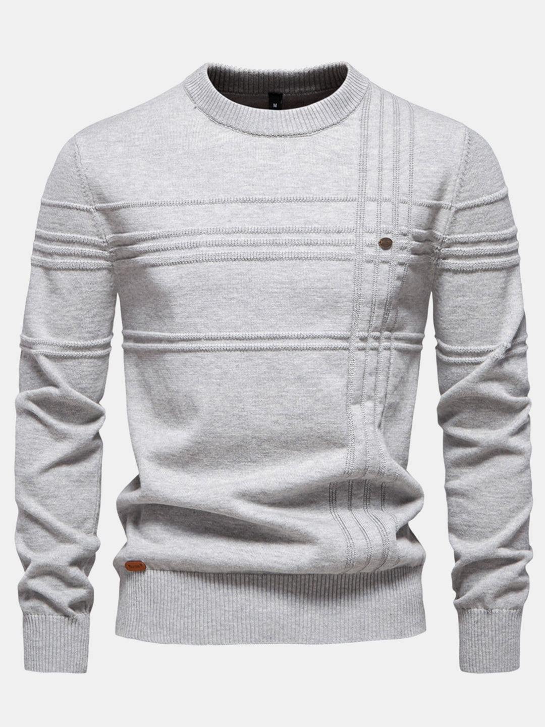 Gestreepte jacquard trui met ronde hals