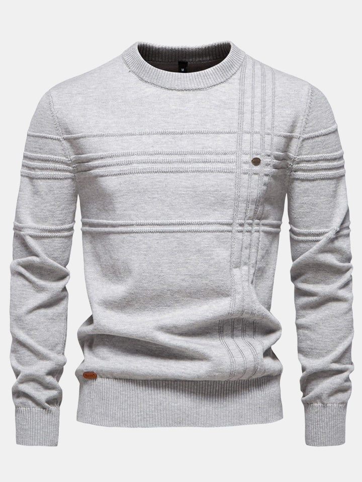 Gestreepte jacquard trui met ronde hals