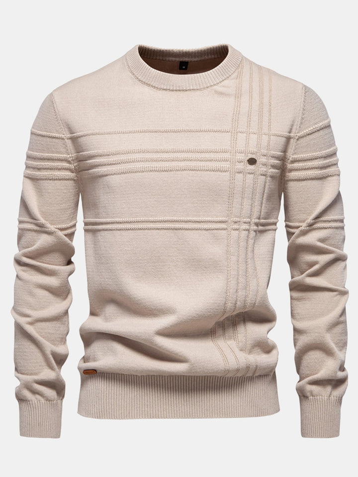Gestreepte jacquard trui met ronde hals