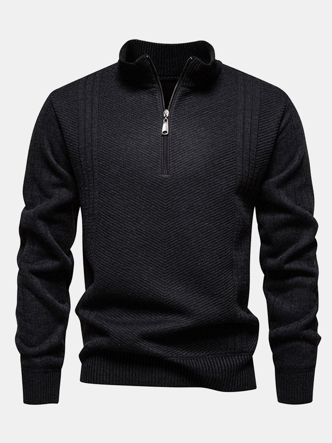 Stripe trui met kwart rits