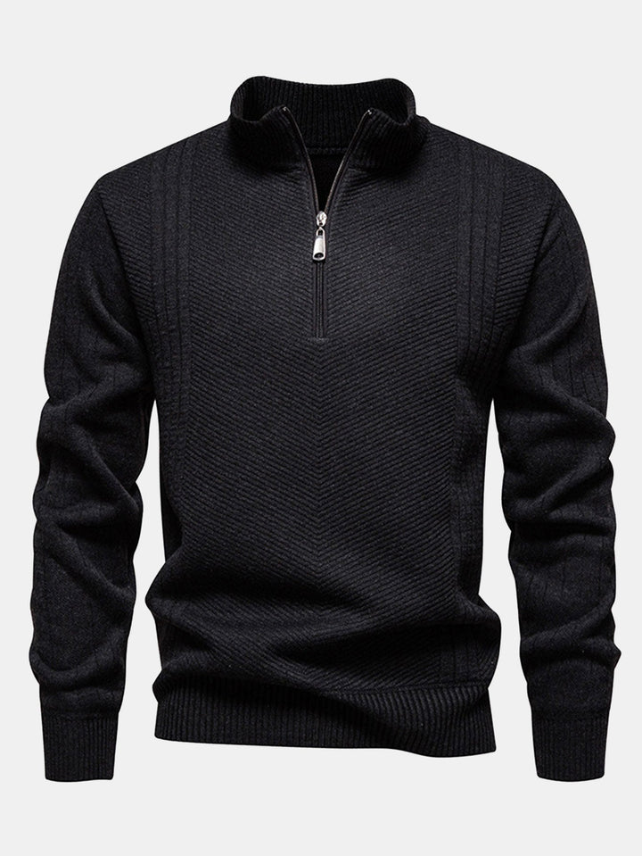 Stripe trui met kwart rits