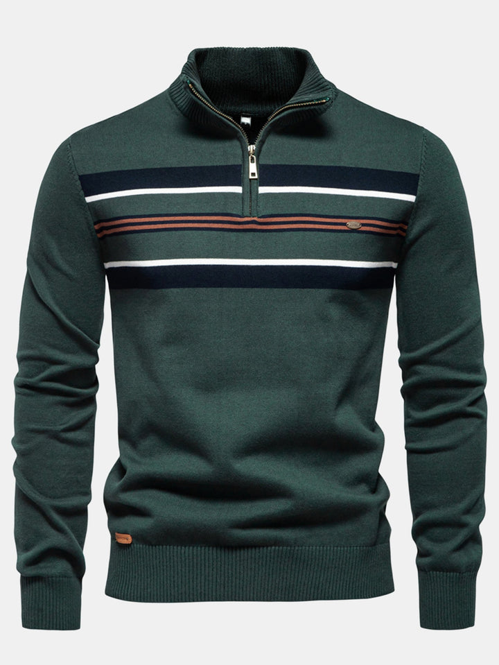 Stripe trui met kwartrits