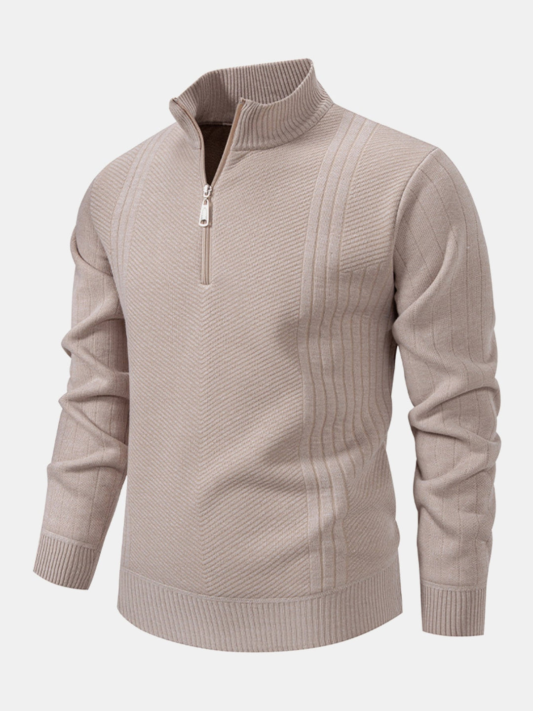 Stripe trui met kwart rits