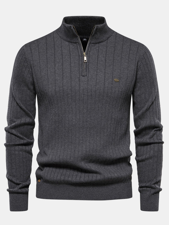 Stripe trui met kwartrits