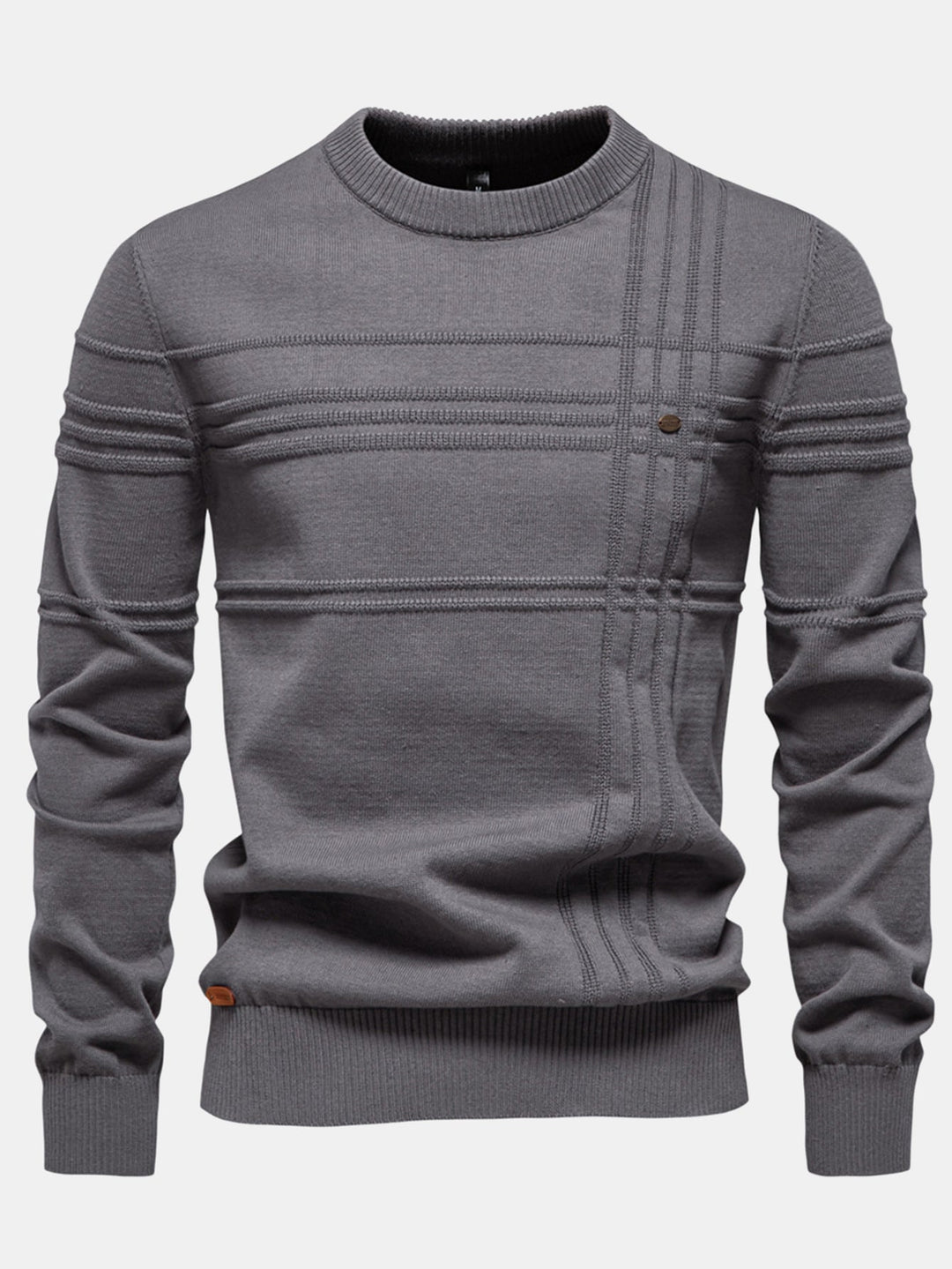 Gestreepte jacquard trui met ronde hals