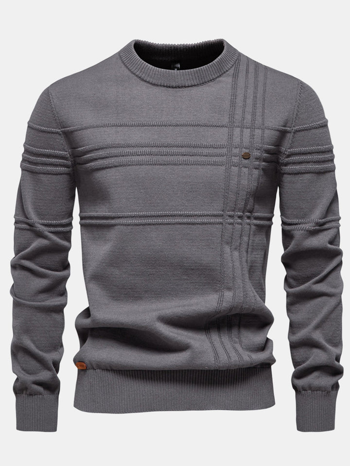 Gestreepte jacquard trui met ronde hals