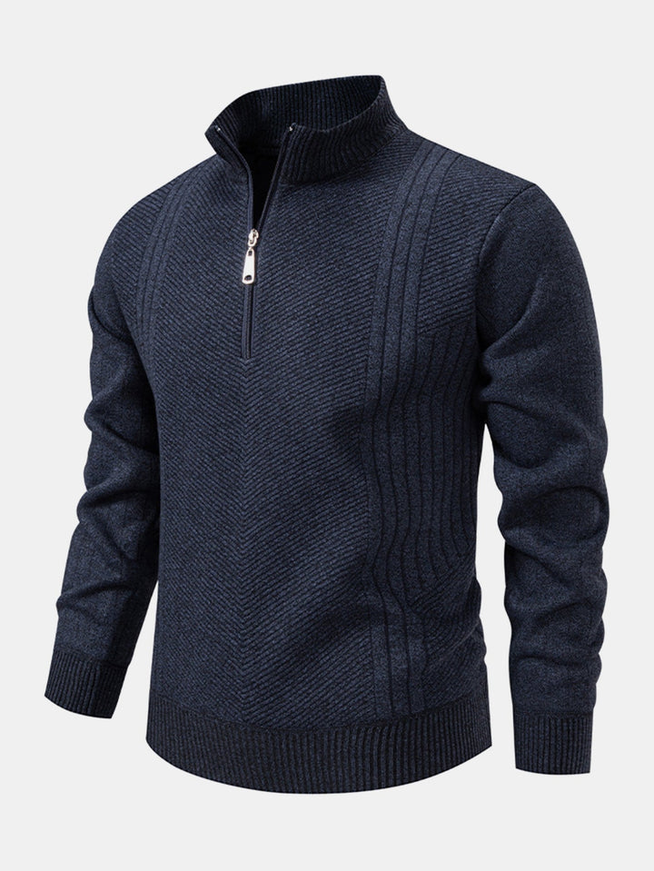 Stripe trui met kwart rits