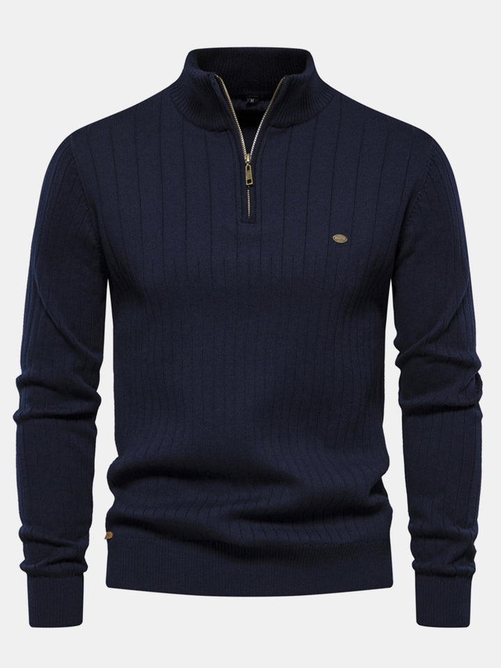 Stripe trui met kwartrits
