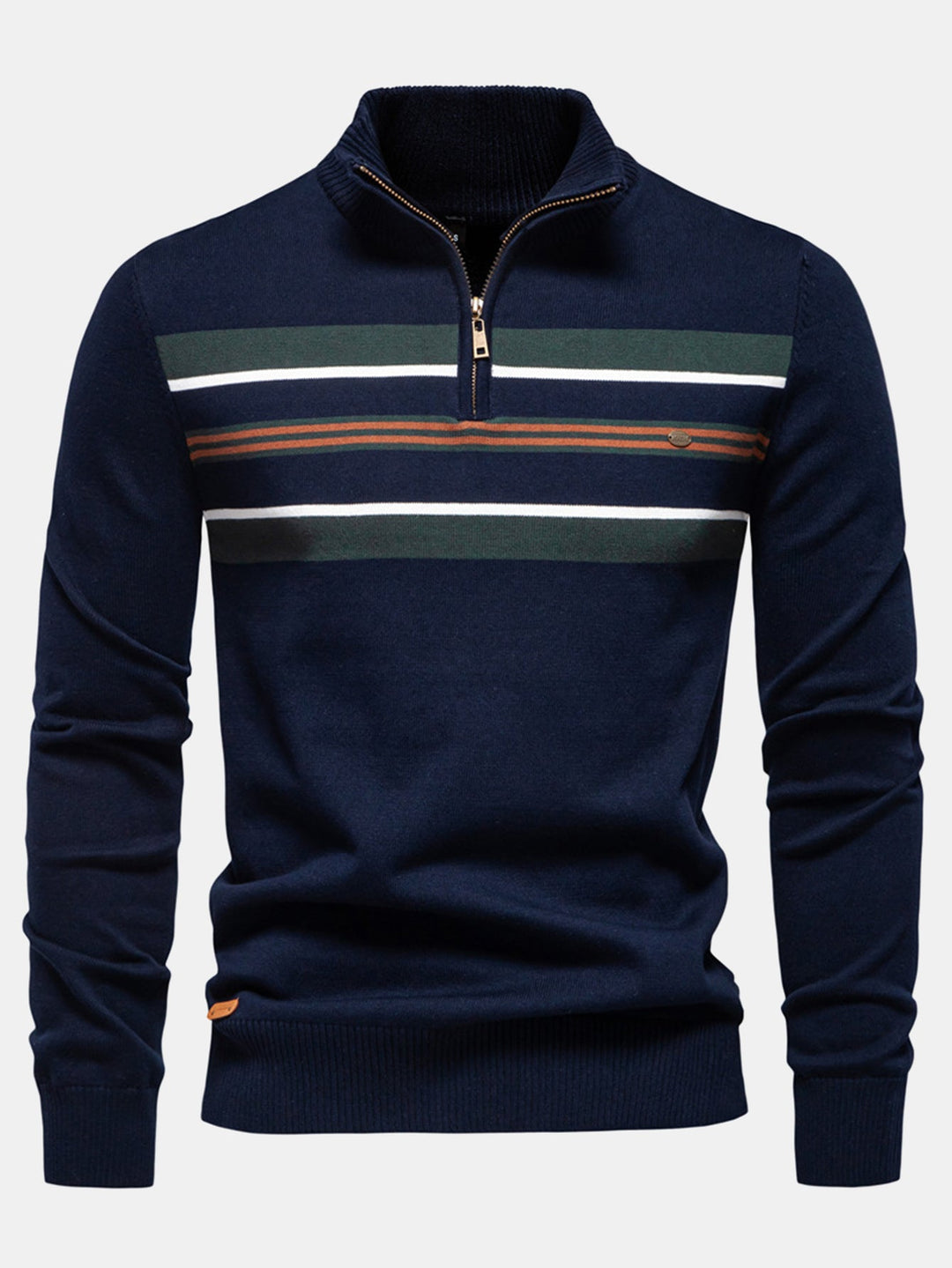 Stripe trui met kwartrits