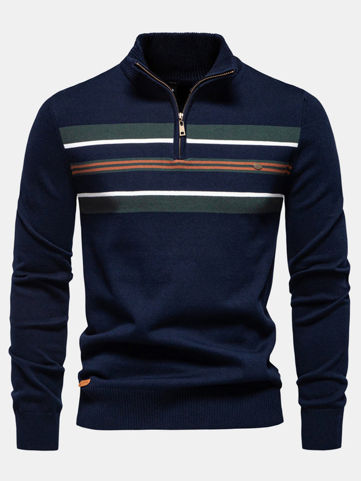 Stripe trui met kwartrits