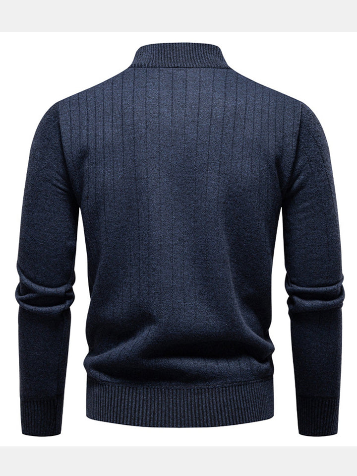 Stripe trui met kwart rits