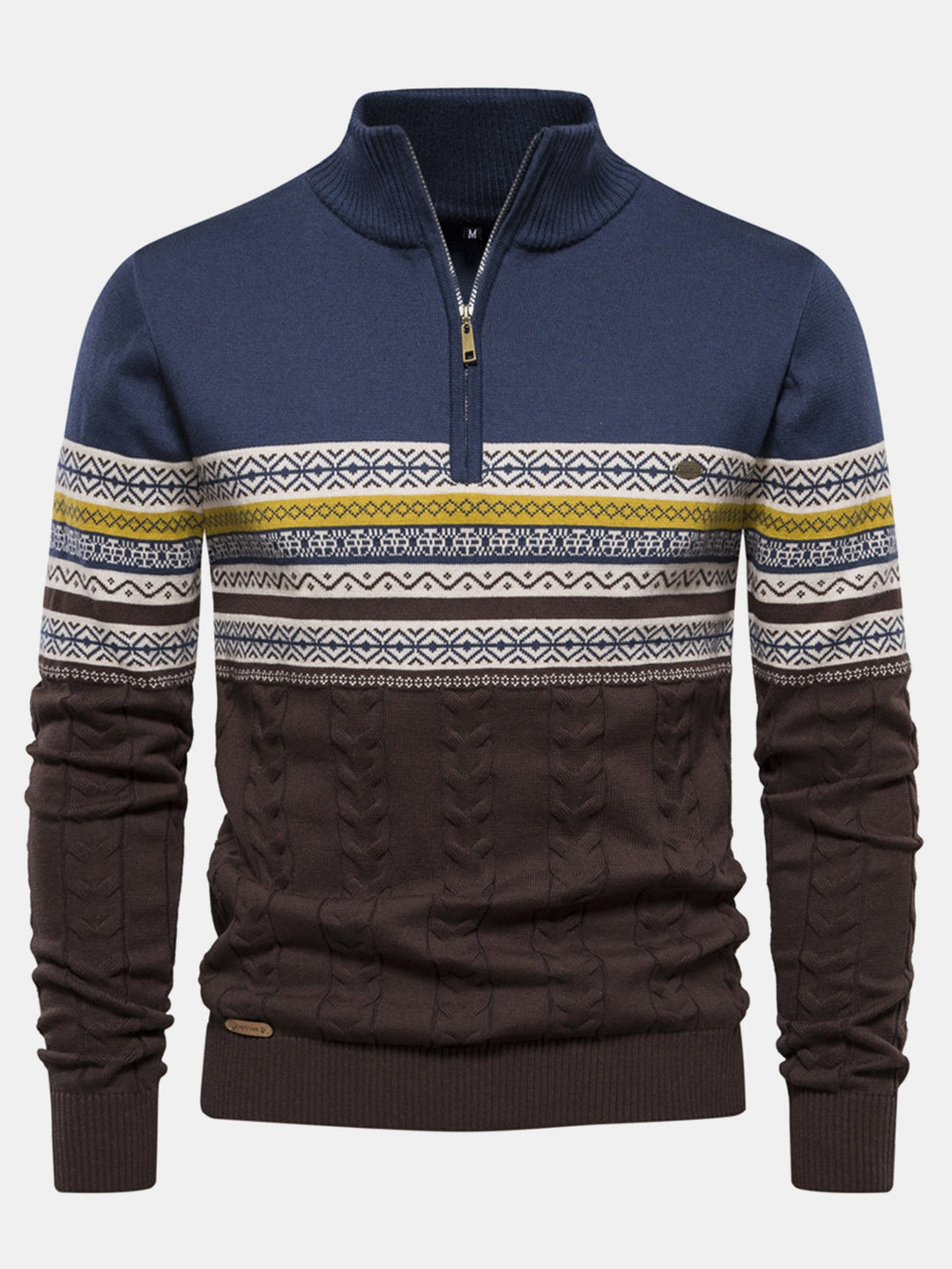 Contrast geometrische jacquard trui met kwartrits