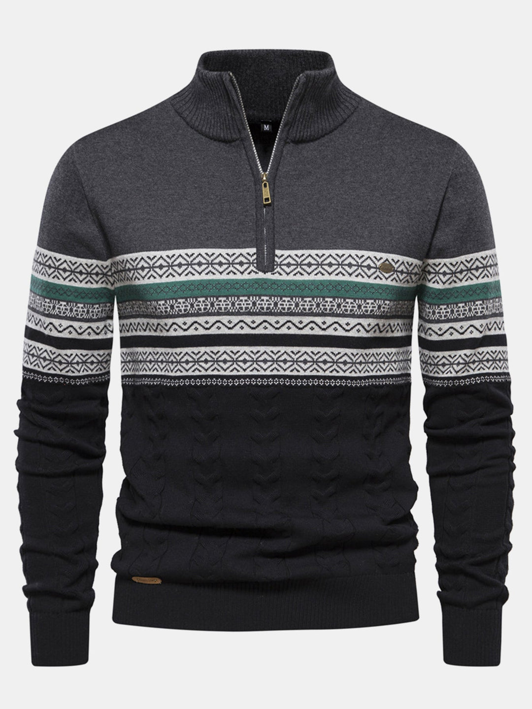 Contrast geometrische jacquard trui met kwartrits