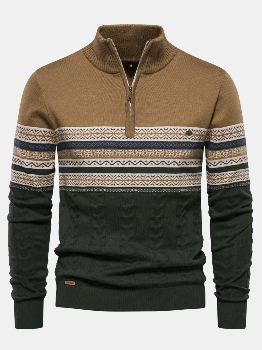 Contrast geometrische jacquard trui met kwartrits