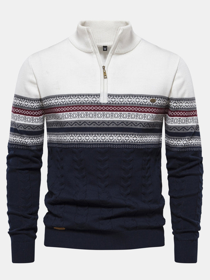 Contrast geometrische jacquard trui met kwartrits