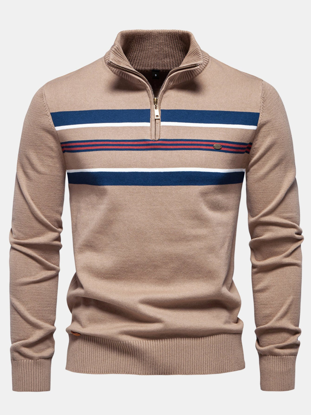 Stripe trui met kwartrits