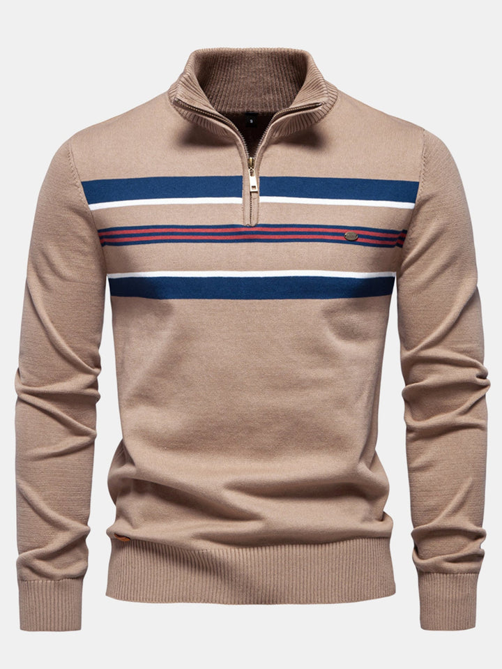 Stripe trui met kwartrits