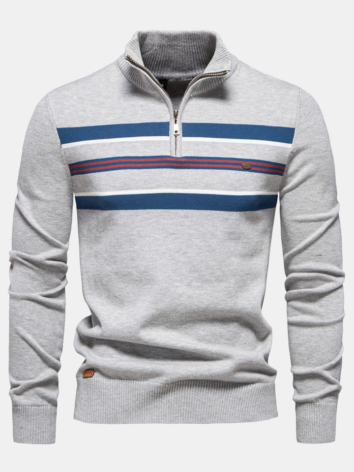 Stripe trui met kwartrits