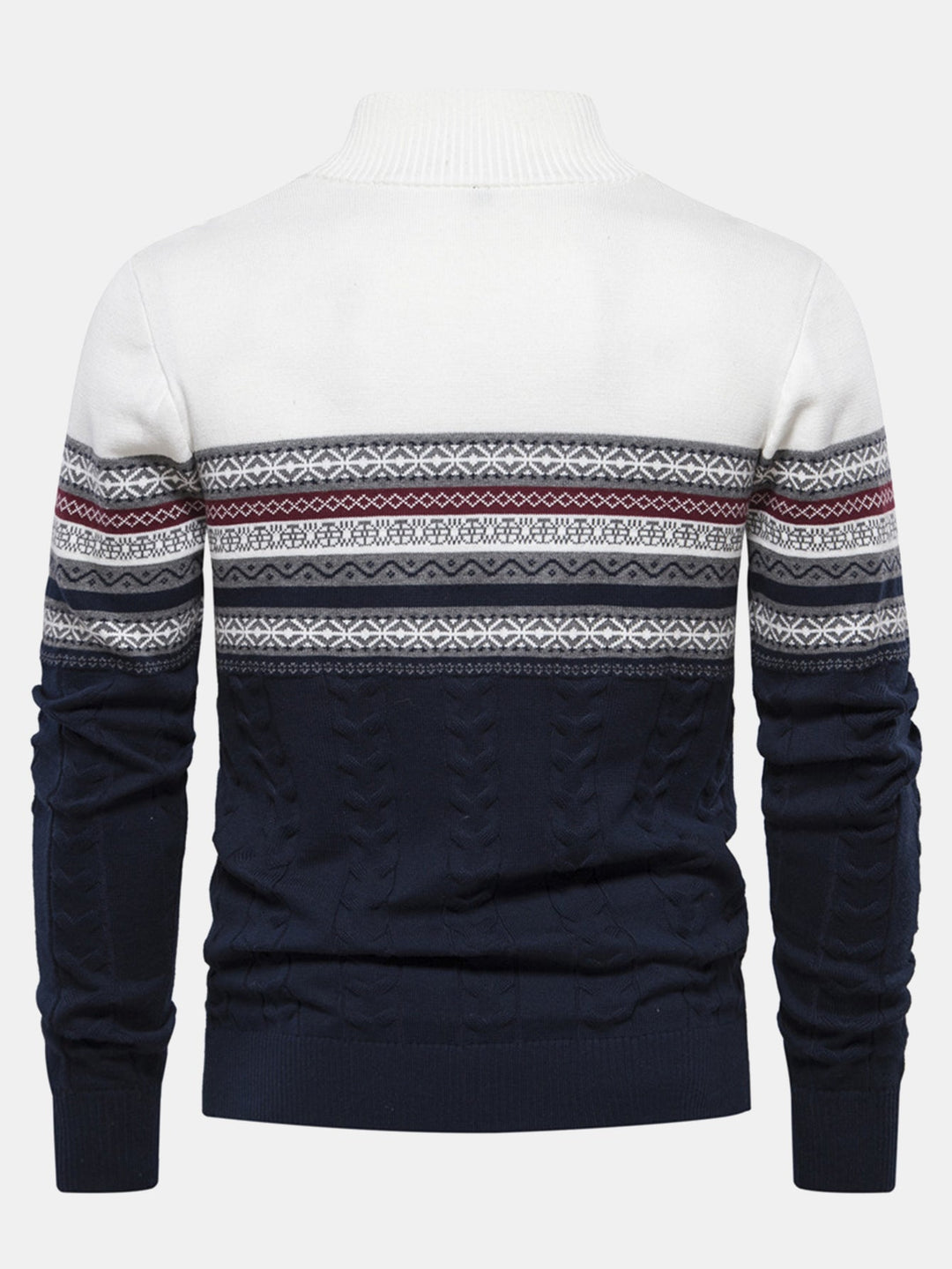 Contrast geometrische jacquard trui met kwartrits
