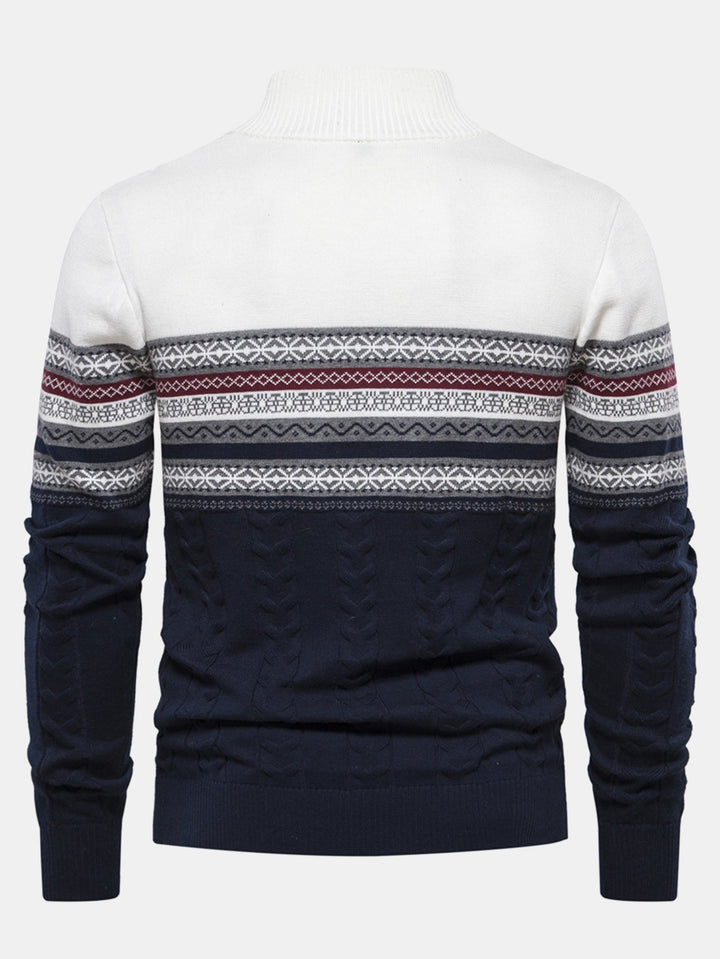 Contrast geometrische jacquard trui met kwartrits