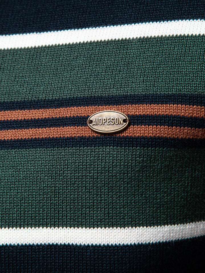 Stripe trui met kwartrits