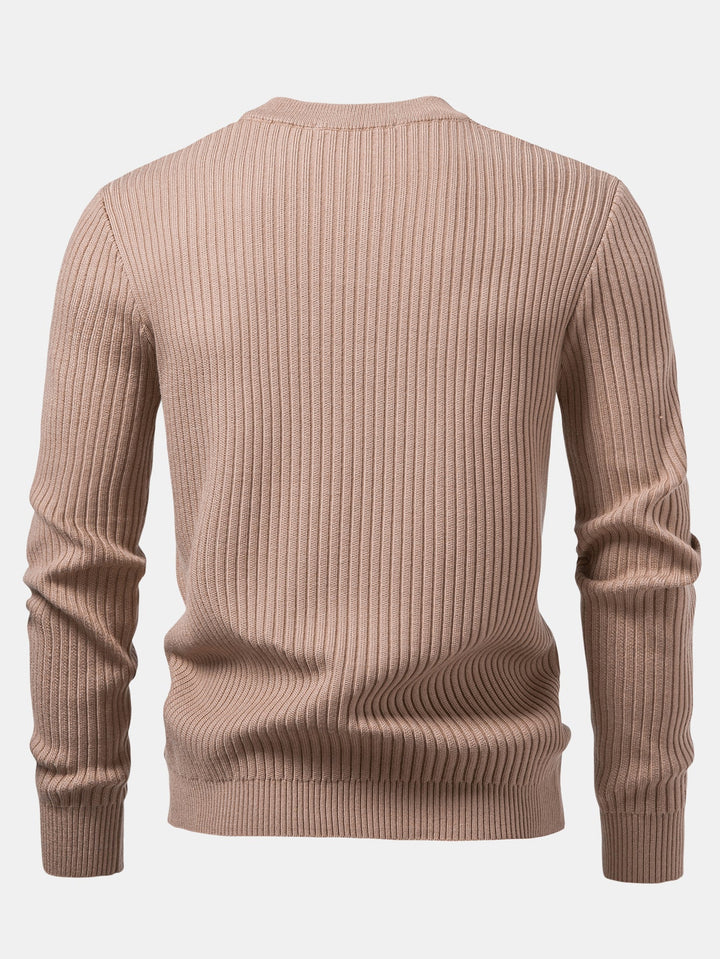 Geribbelde Henley Hals Trui
