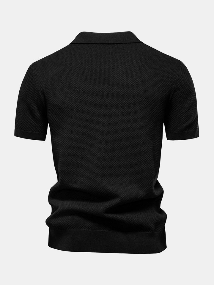 Ananasstructuur Gebreid V-hals Polo Shirt