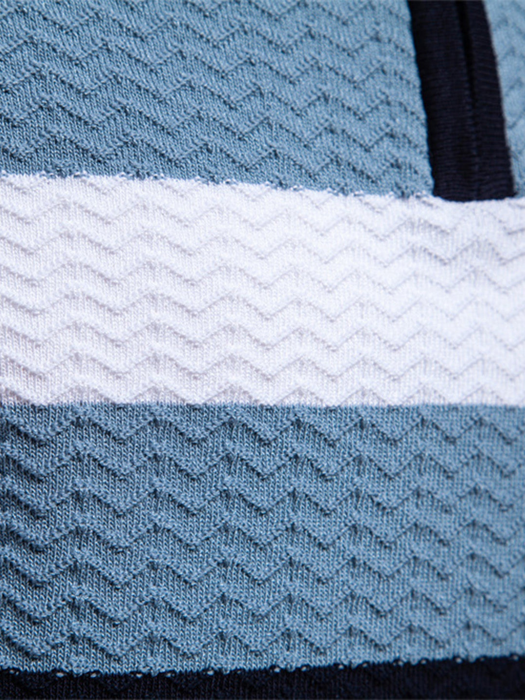 Contrast Textured Jacquard Gebreid Zip Up Polo Shirt