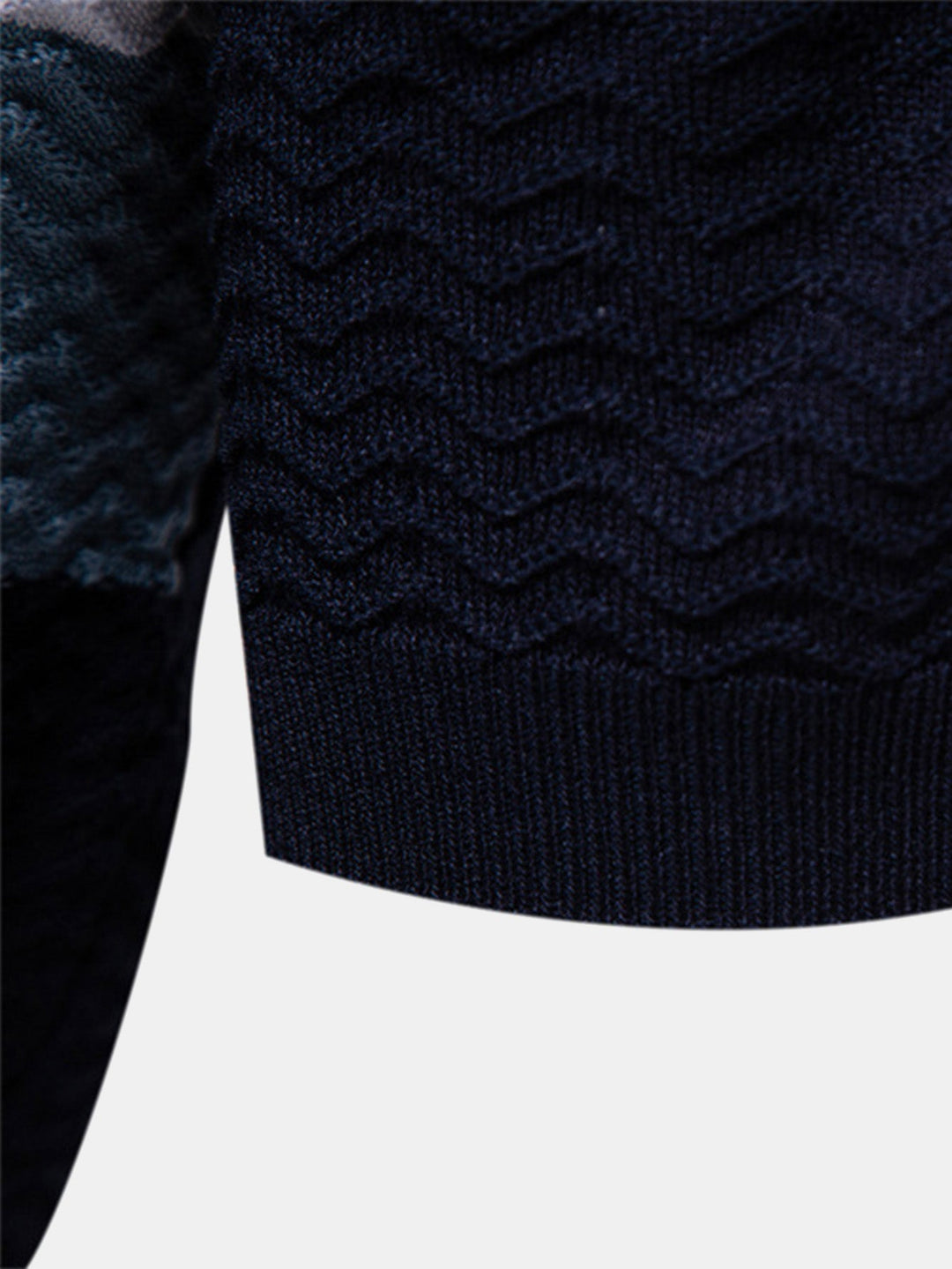 Contrast Textured Jacquard Gebreid Zip Up Polo Shirt