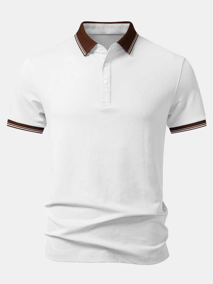 Contrast Trim Textured Polo