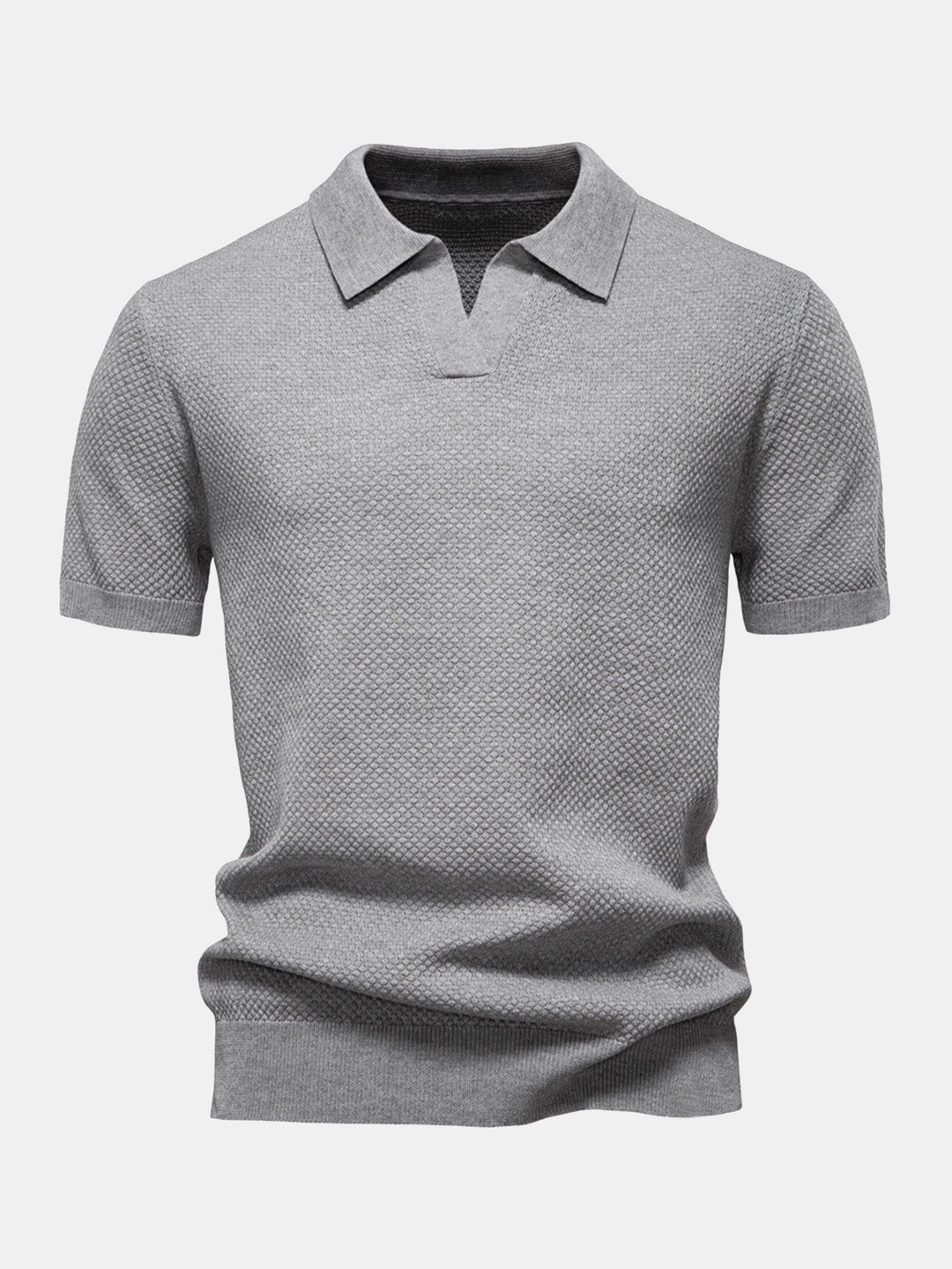 Ananasstructuur Gebreid V-hals Polo Shirt