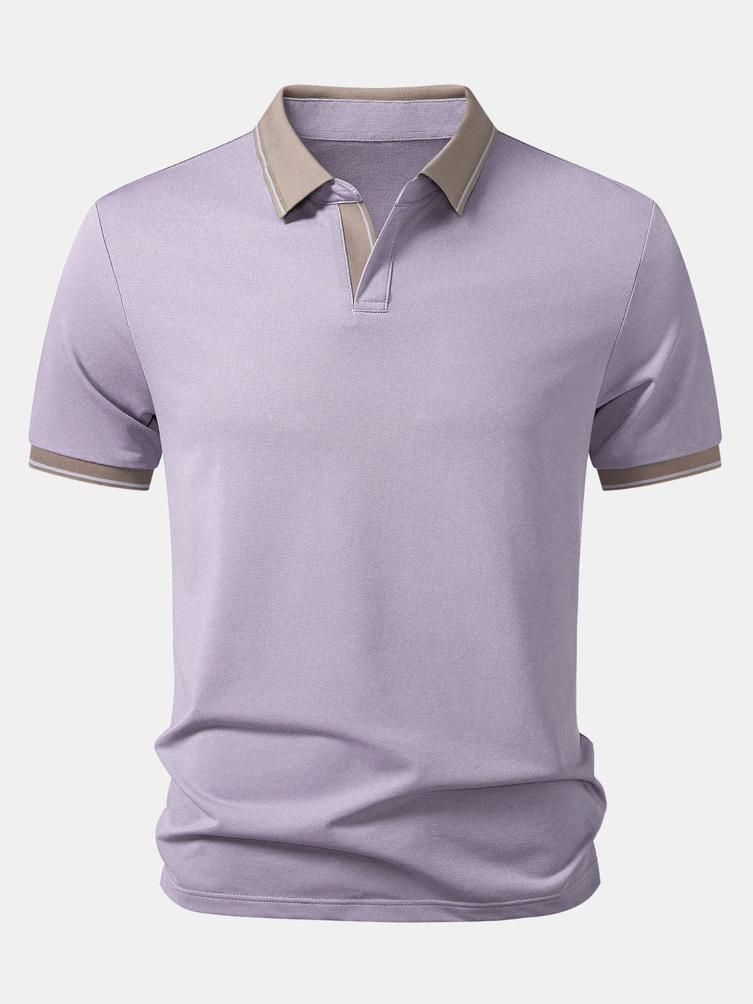 Contrast Trim Johnny Collar Polo