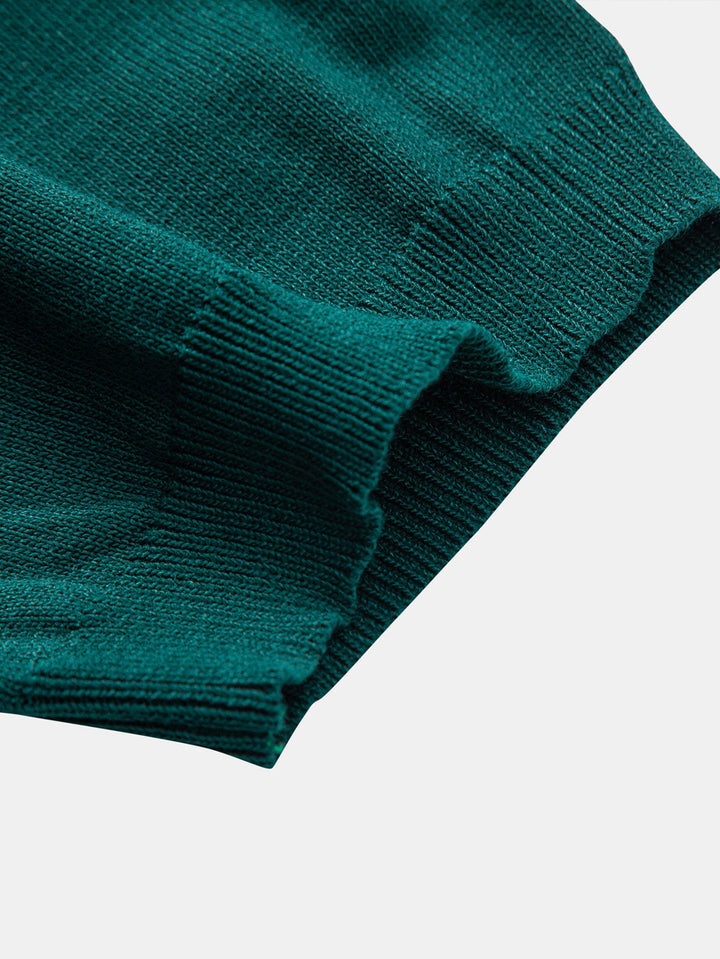 Stripe Gebreid Zip Up Polo Shirt