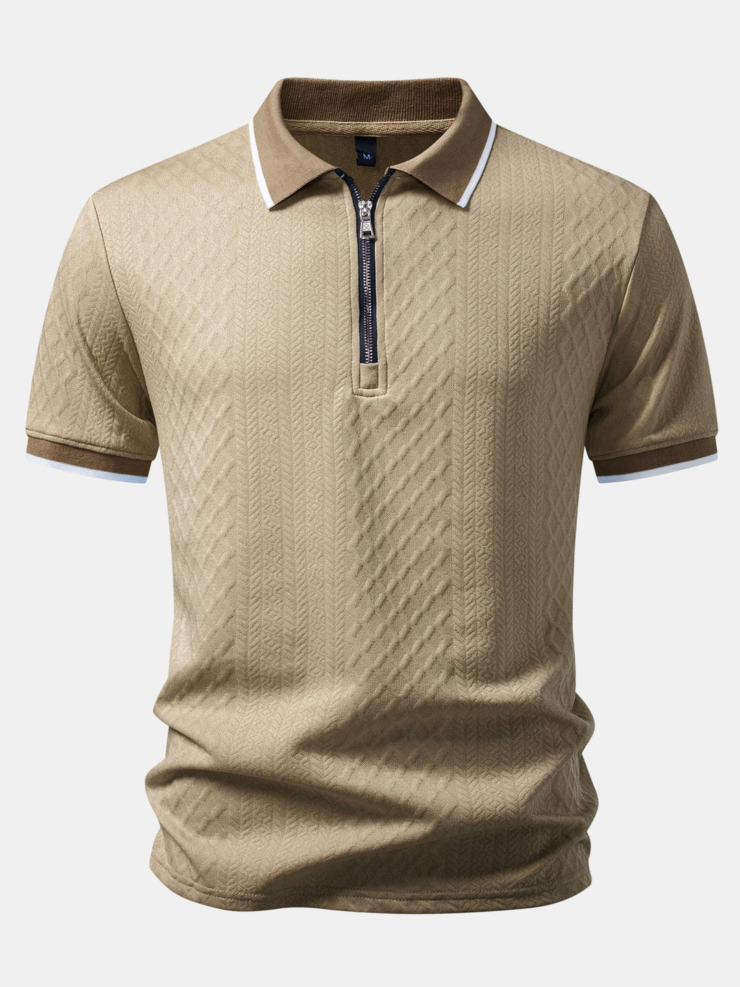 Geometric Jacquard Zipper Polo