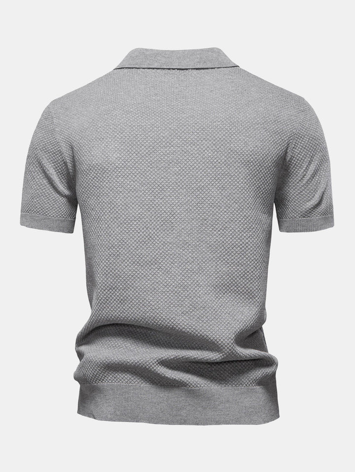 Ananasstructuur Gebreid V-hals Polo Shirt