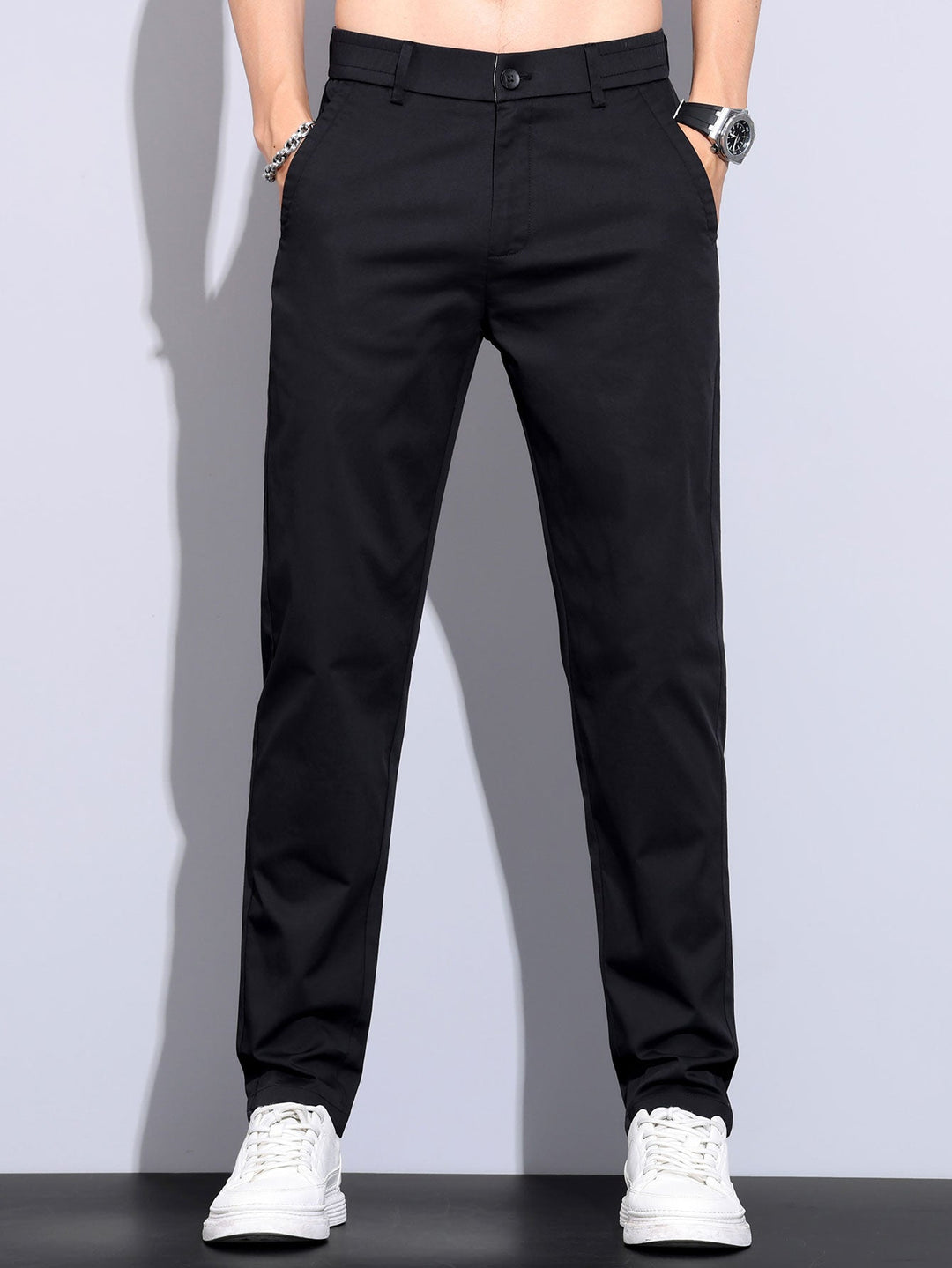 Rechte broek met elastische taille
