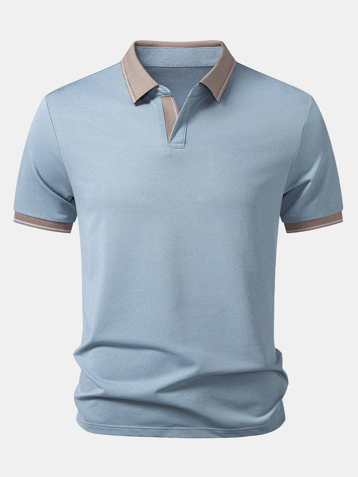 Contrast Trim Johnny Collar Polo