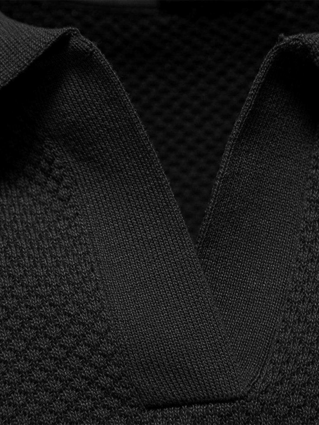 Ananasstructuur Gebreid V-hals Polo Shirt