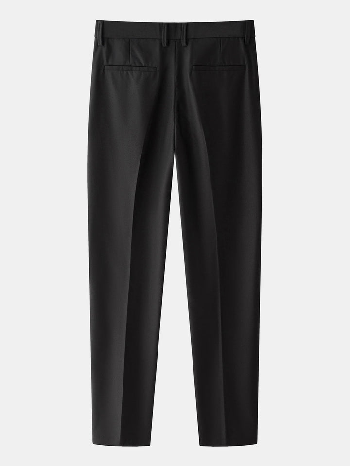 Contrast Trim Textured Zipper Knit Polo & Slim Fit Tapered Trousers